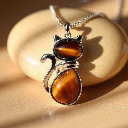 Natural Stone Cat Pendant