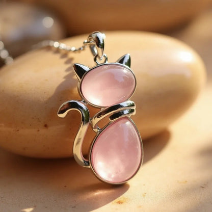 Natural Stone Cat Pendant