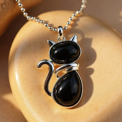 Natural Stone Cat Pendant