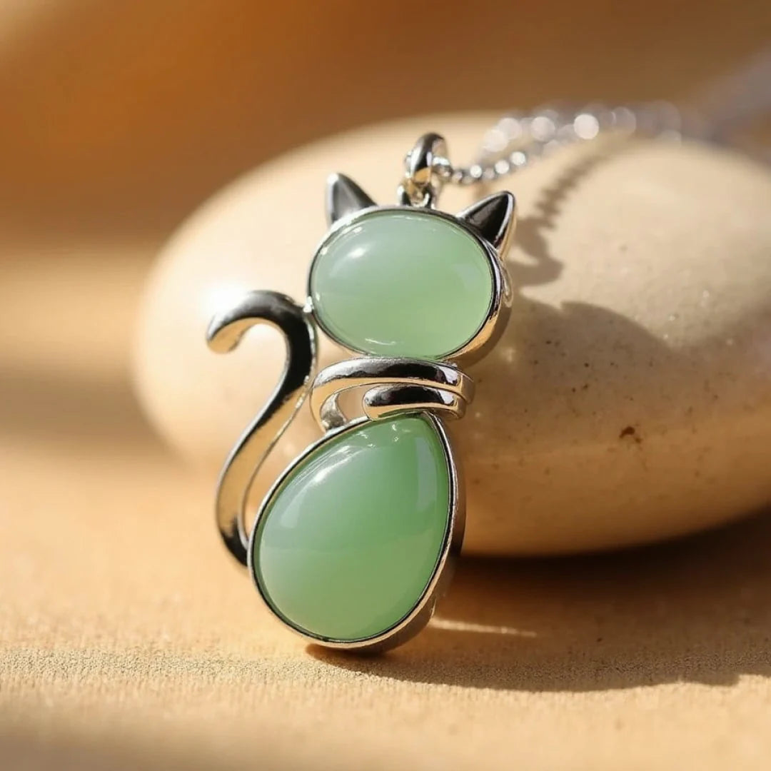 Natural Stone Cat Pendant