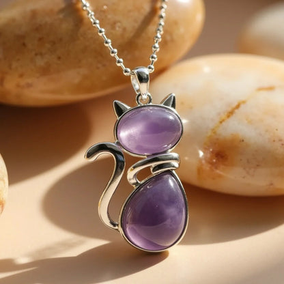 Natural Stone Cat Pendant